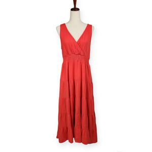 Universal Thread Tiered Maxi Dress Sleeveless Poinsettia Women's Size Large New